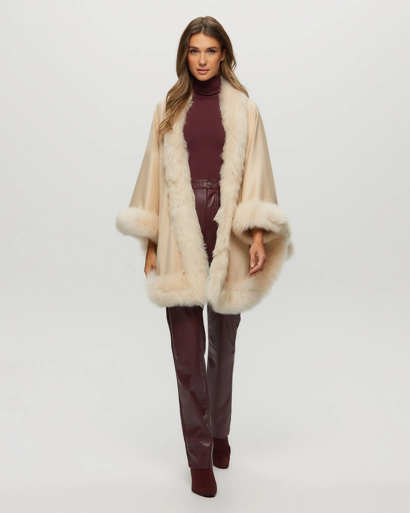 Select Cashmere Capelet with Toscana Shearling Lamb Trim