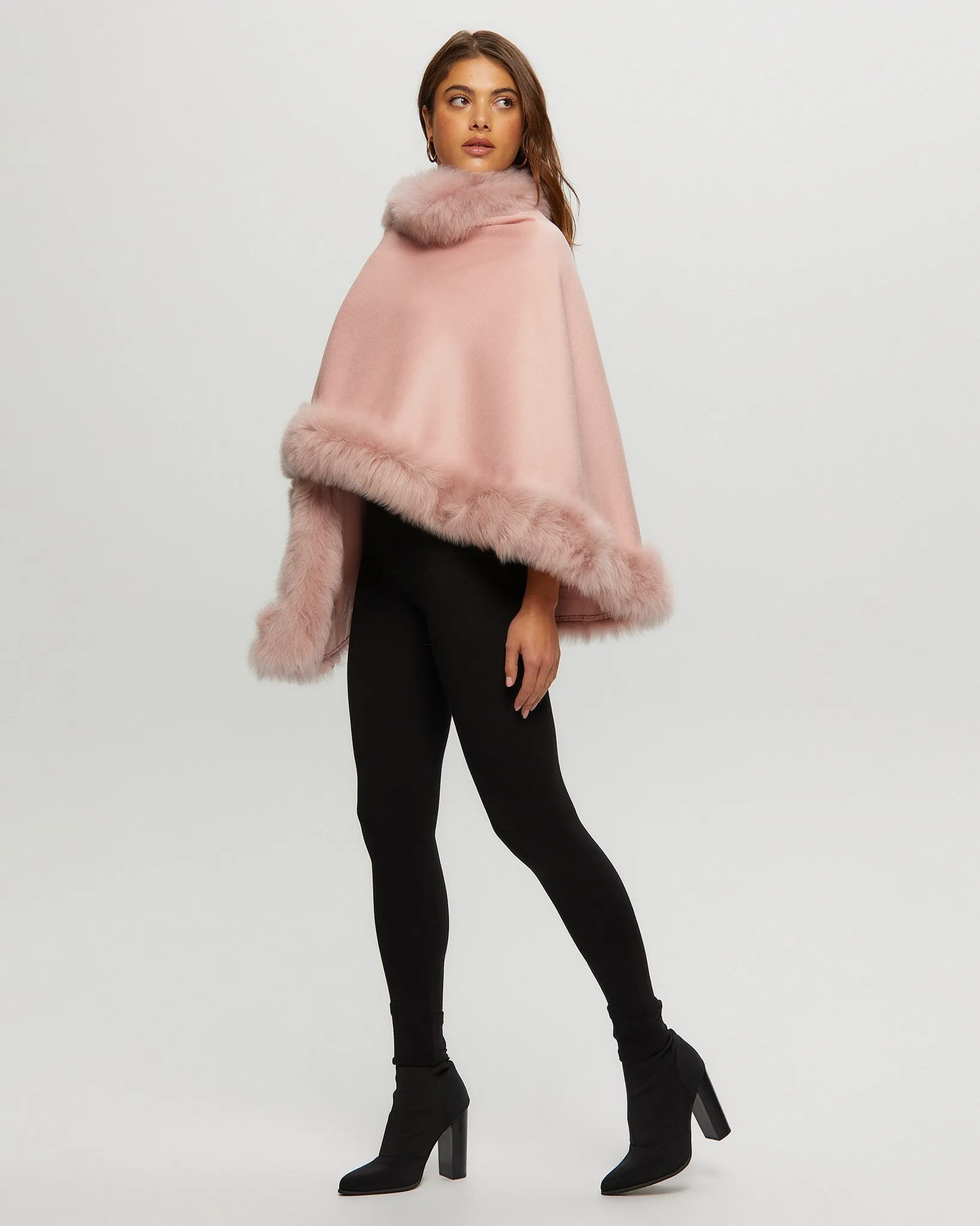 Select Cashmere Capelet with Toscana Shearling Lamb Trim