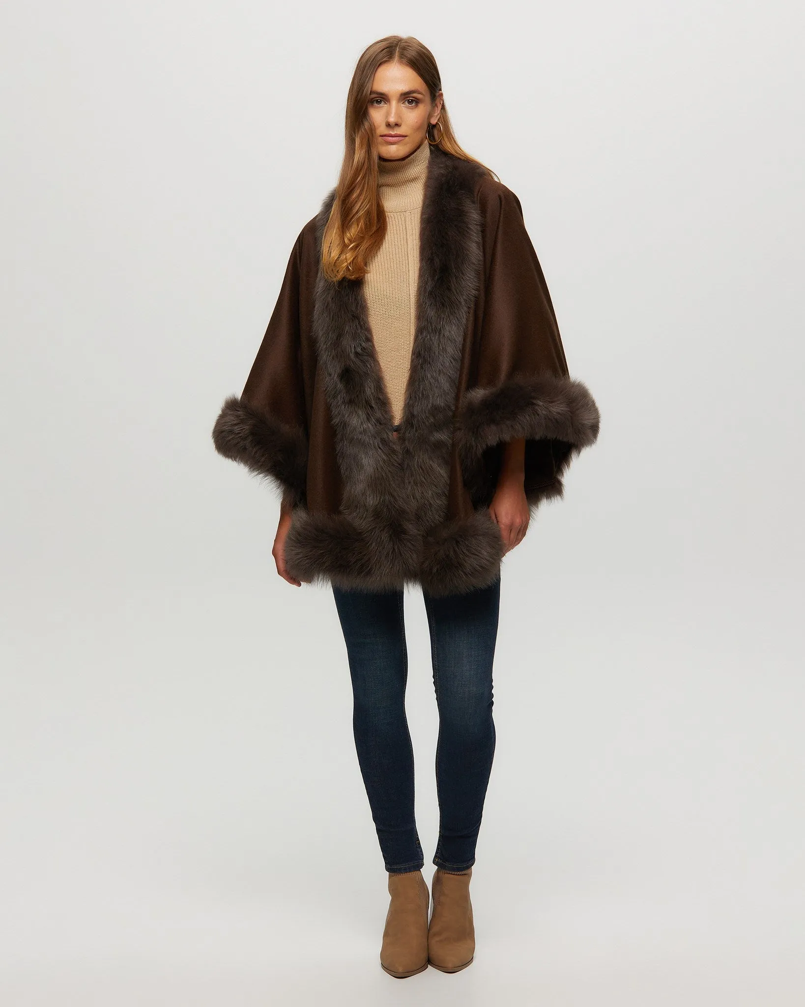 Select Cashmere Capelet with Toscana Shearling Lamb Trim