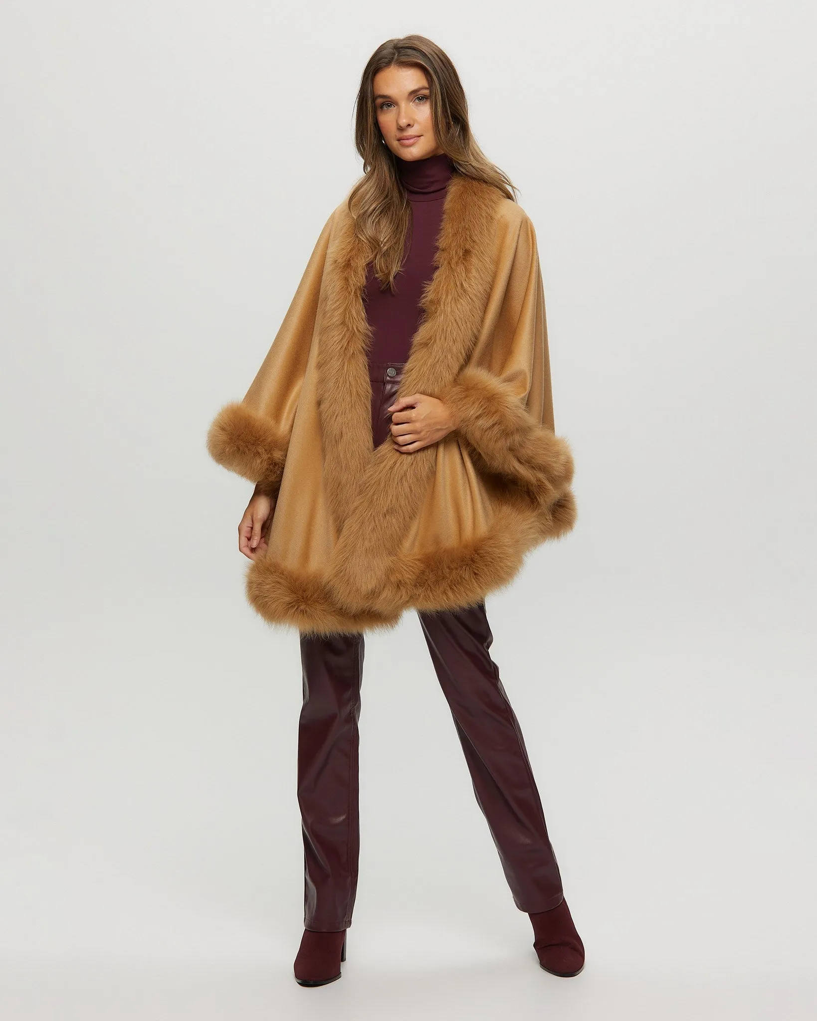 Select Cashmere Capelet with Toscana Shearling Lamb Trim