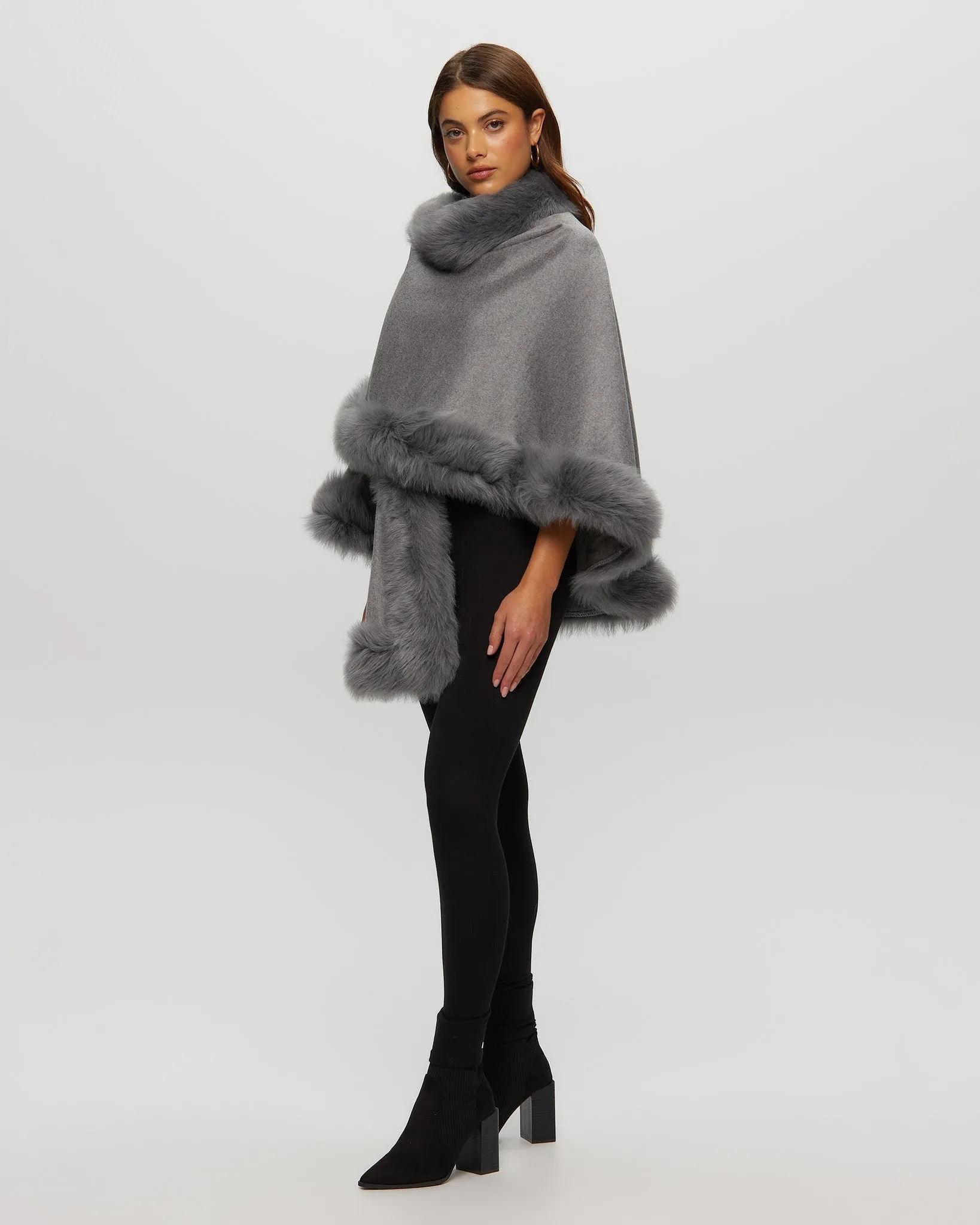 Select Cashmere Capelet with Toscana Shearling Lamb Trim