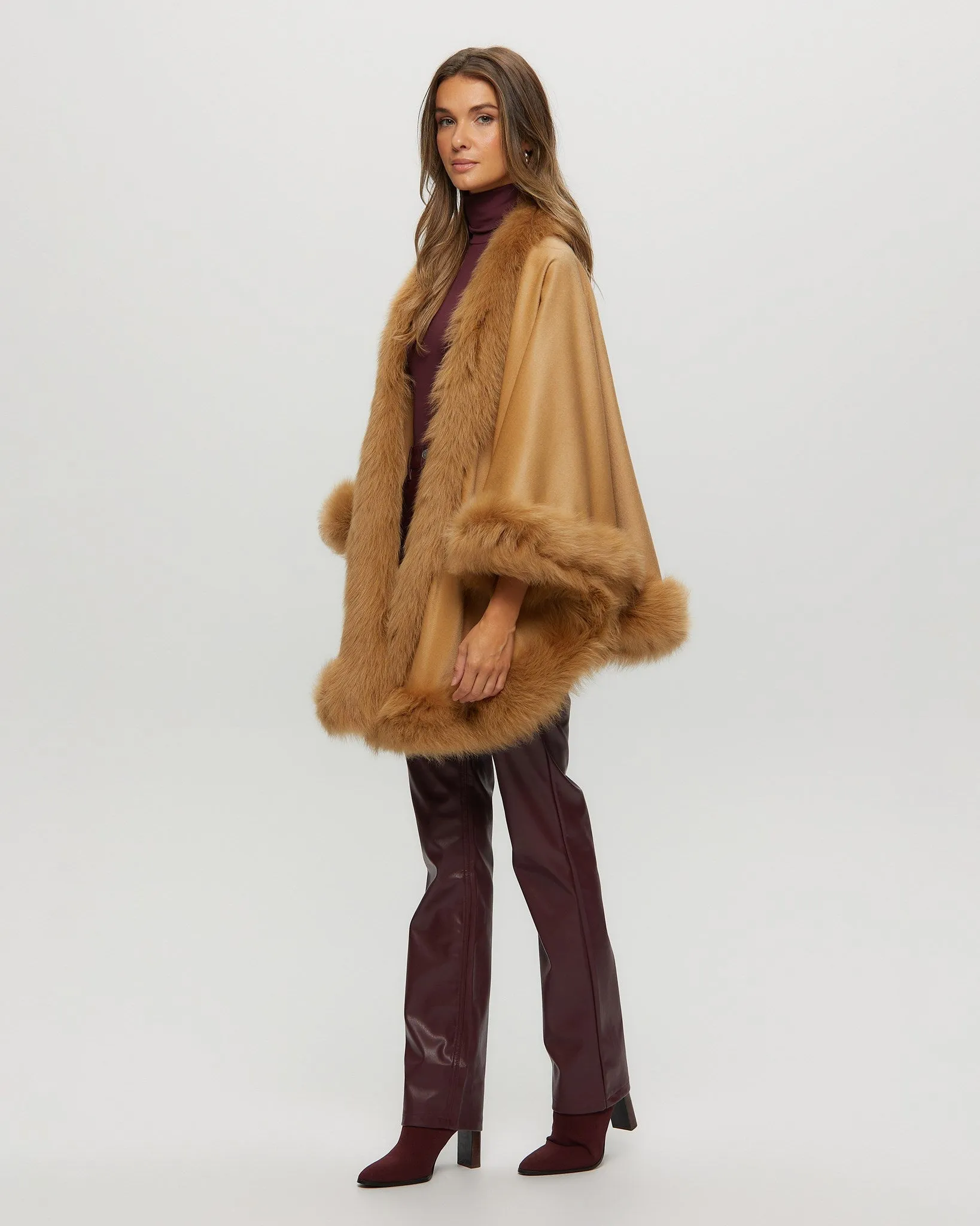 Select Cashmere Capelet with Toscana Shearling Lamb Trim