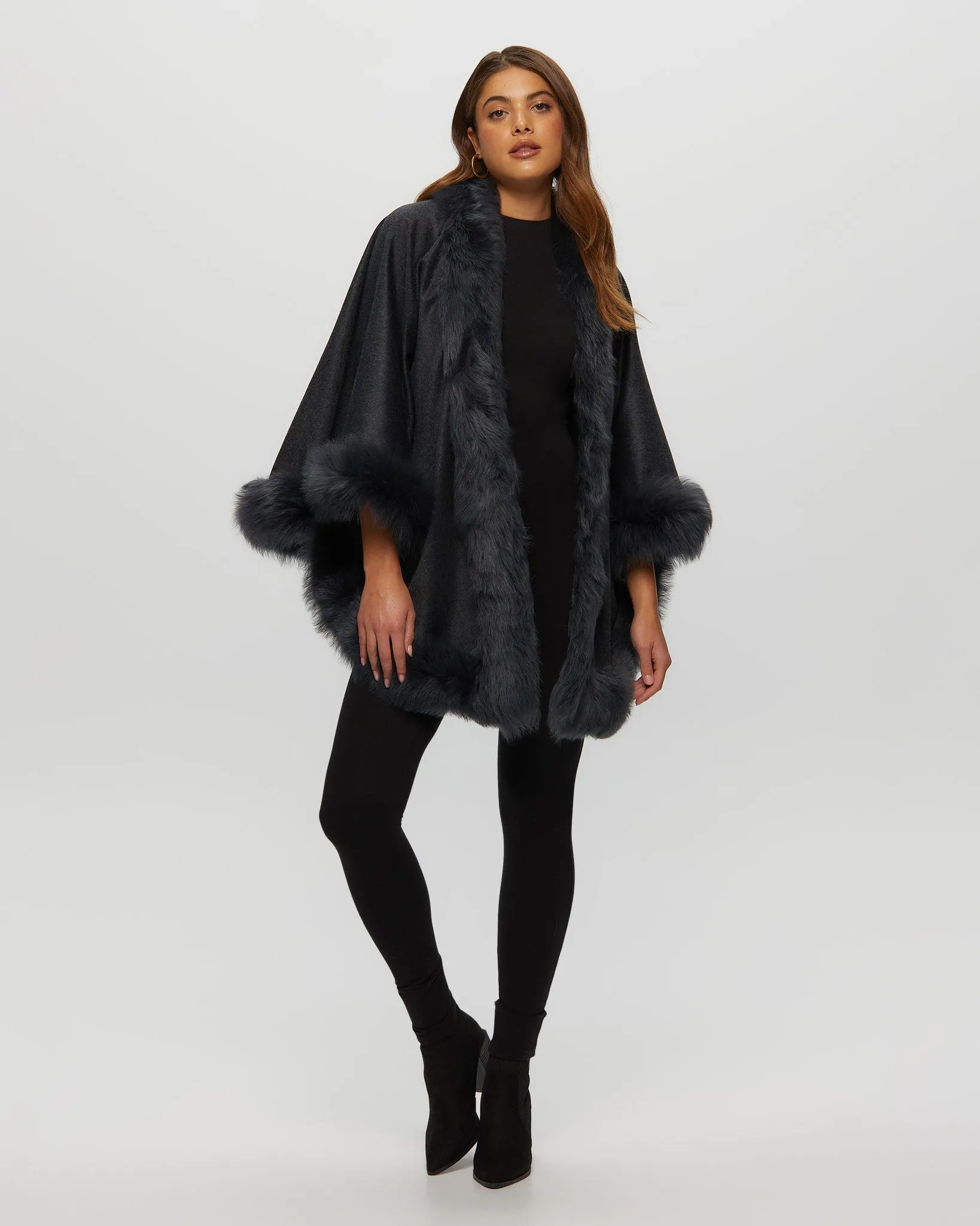 Select Cashmere Capelet with Toscana Shearling Lamb Trim