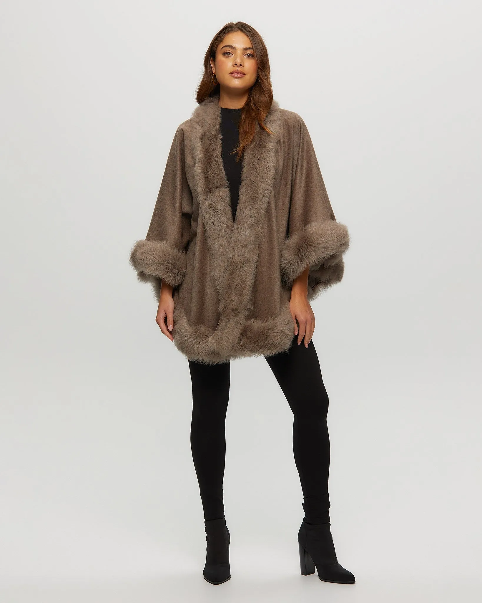 Select Cashmere Capelet with Toscana Shearling Lamb Trim