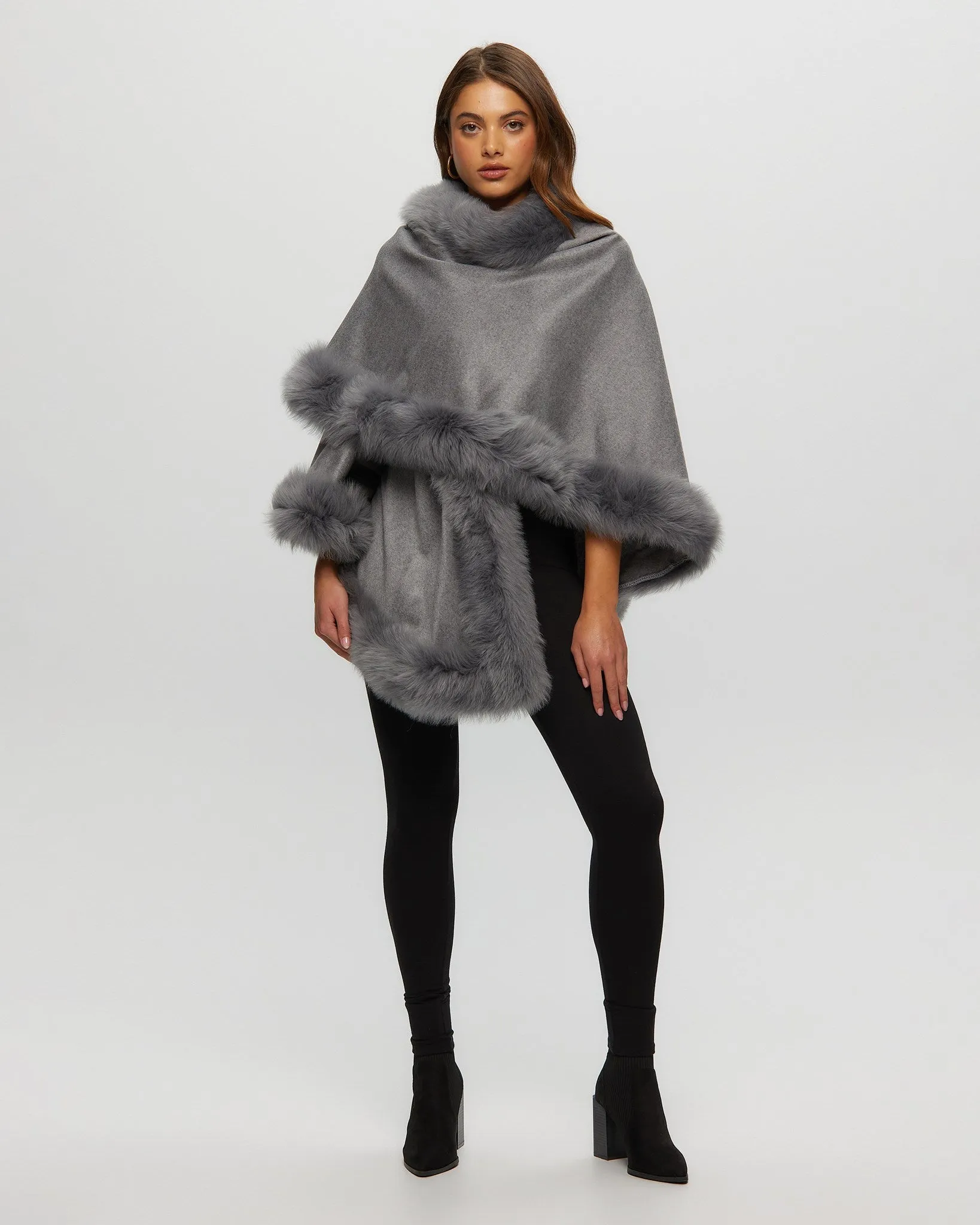 Select Cashmere Capelet with Toscana Shearling Lamb Trim