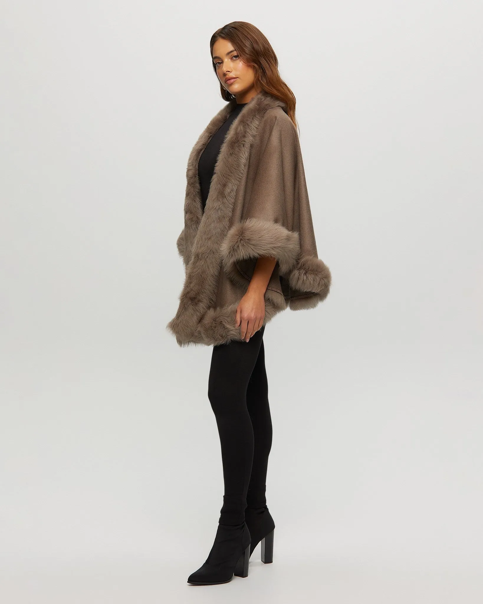 Select Cashmere Capelet with Toscana Shearling Lamb Trim