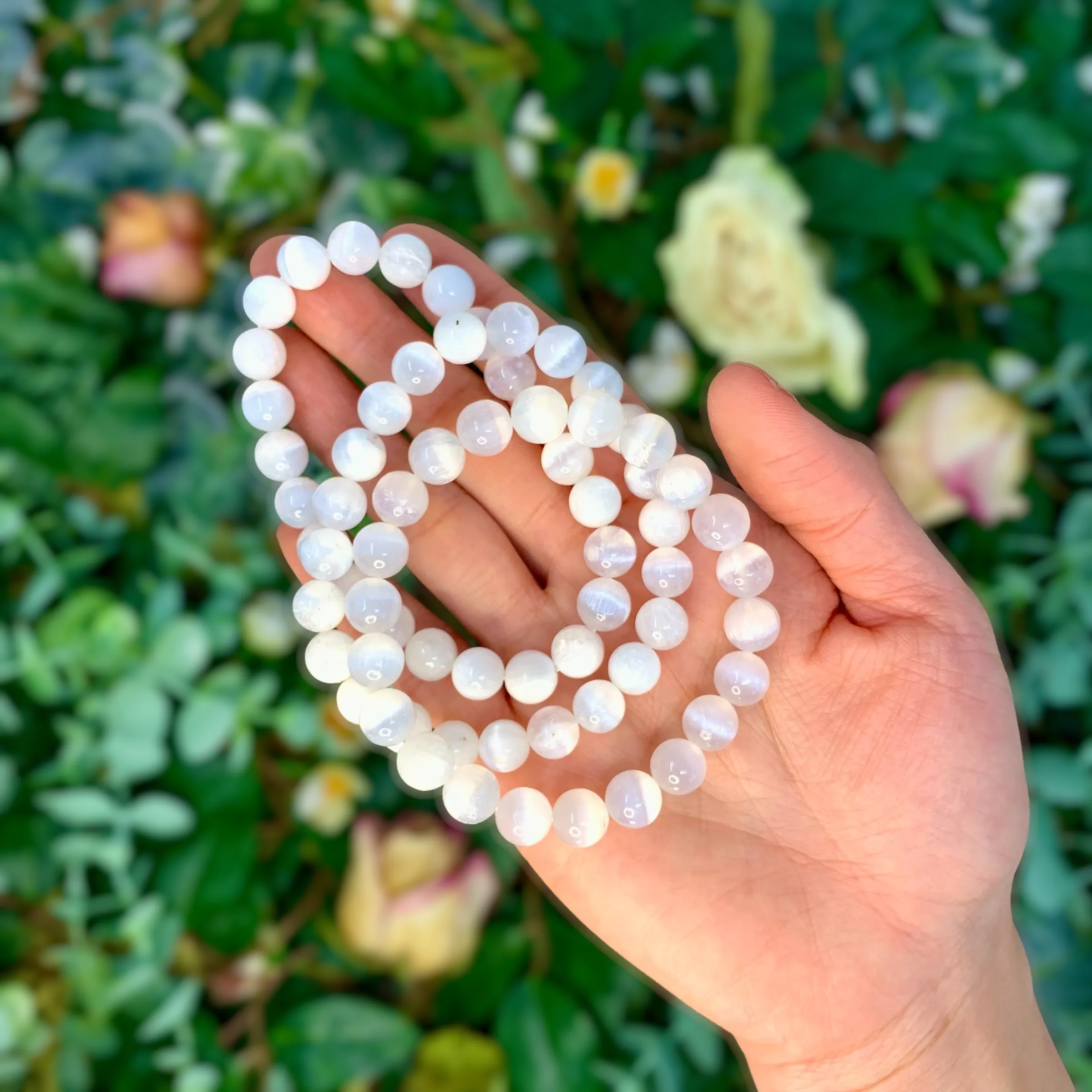 Selenite Beaded Crystal Bracelet