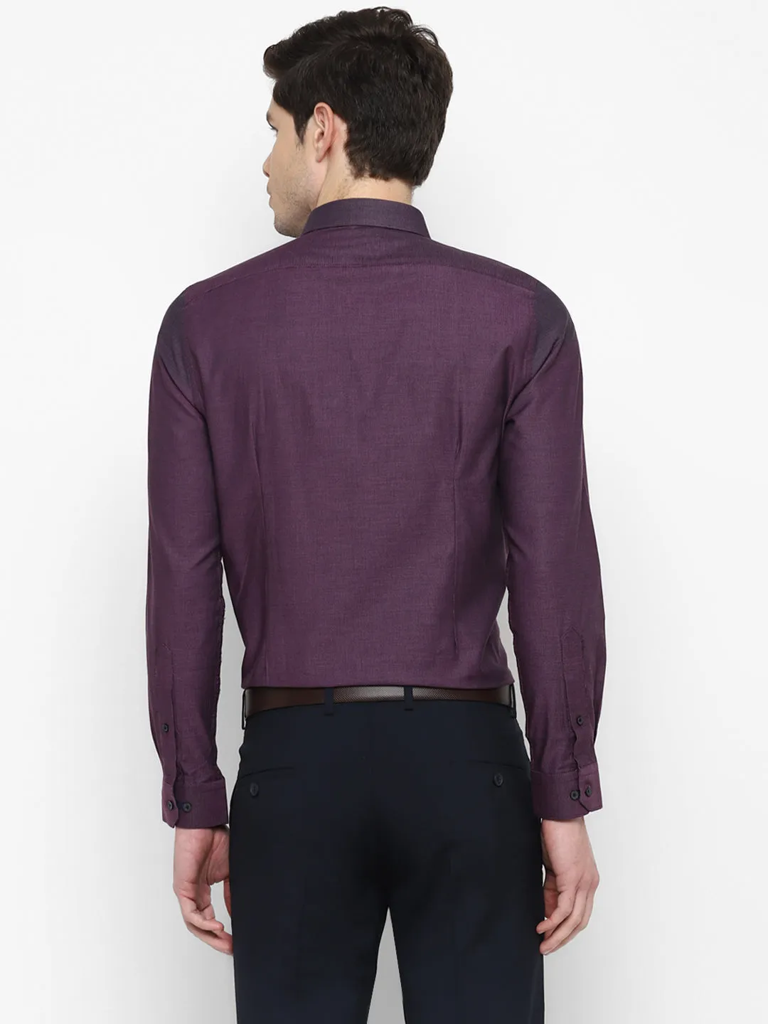 Self Design Purple Slim Fit Formal Shirt