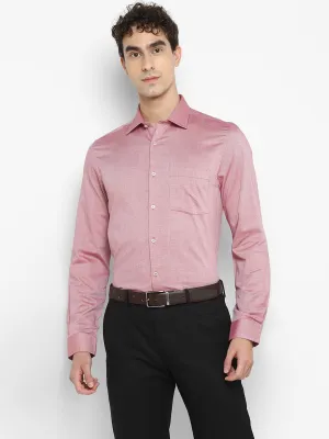 Self Design Red Slim Fit Formal Shirt