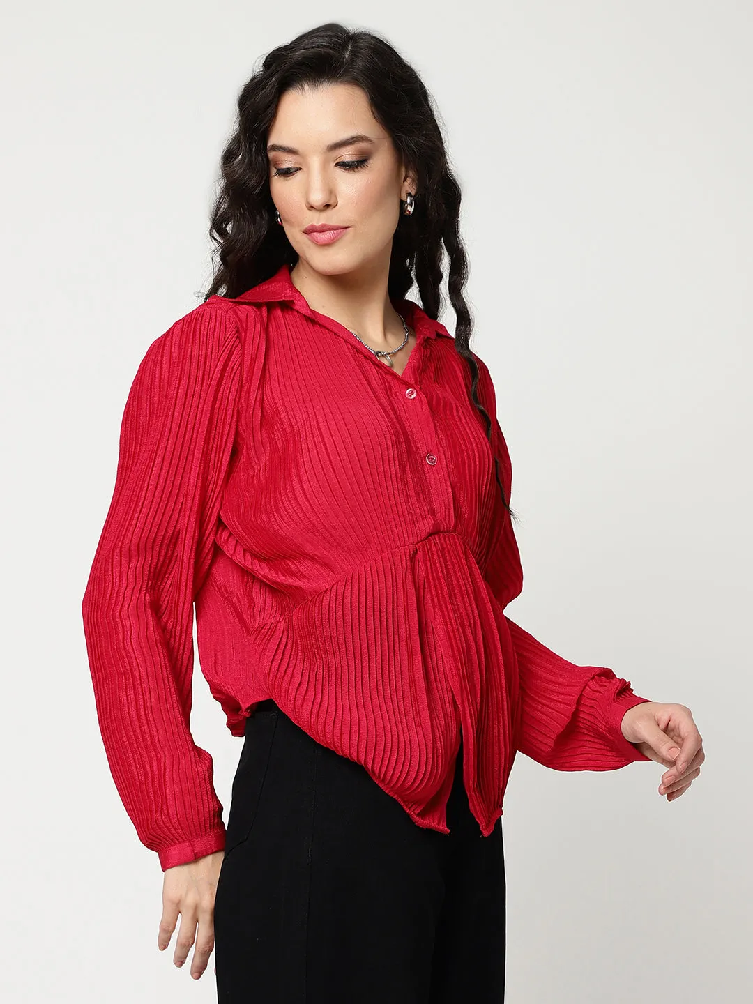 Self Pleated Stylish Shirt Top