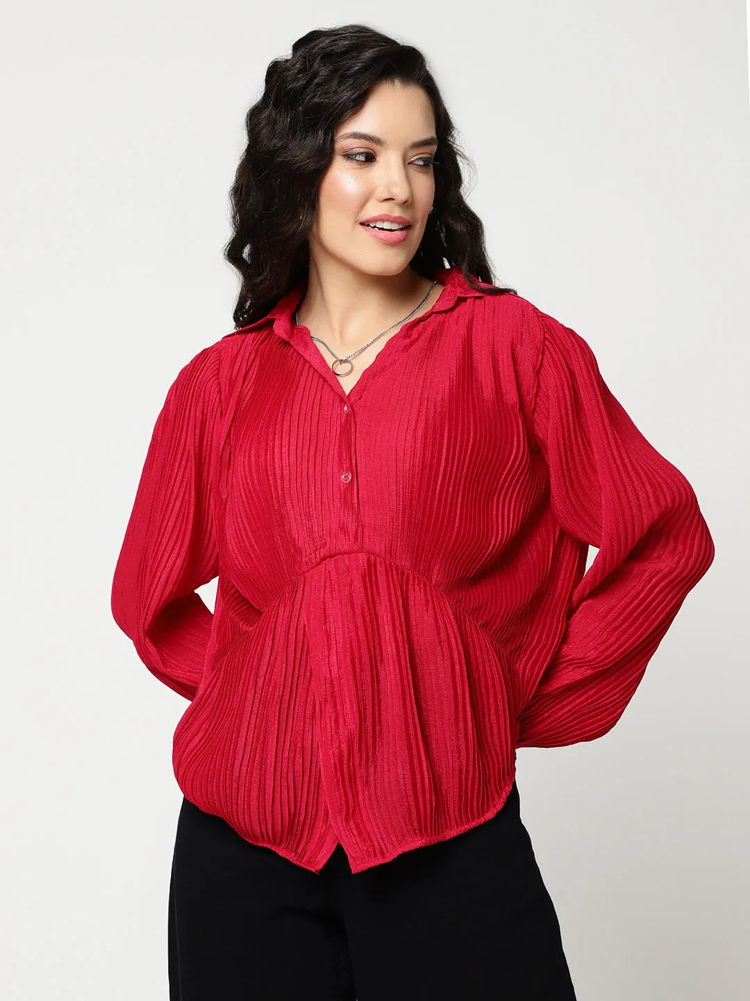 Self Pleated Stylish Shirt Top