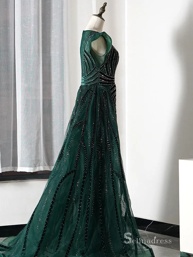 Selina Dubai Luxury Sequins Lace Long Prom Evening Gowns SC047