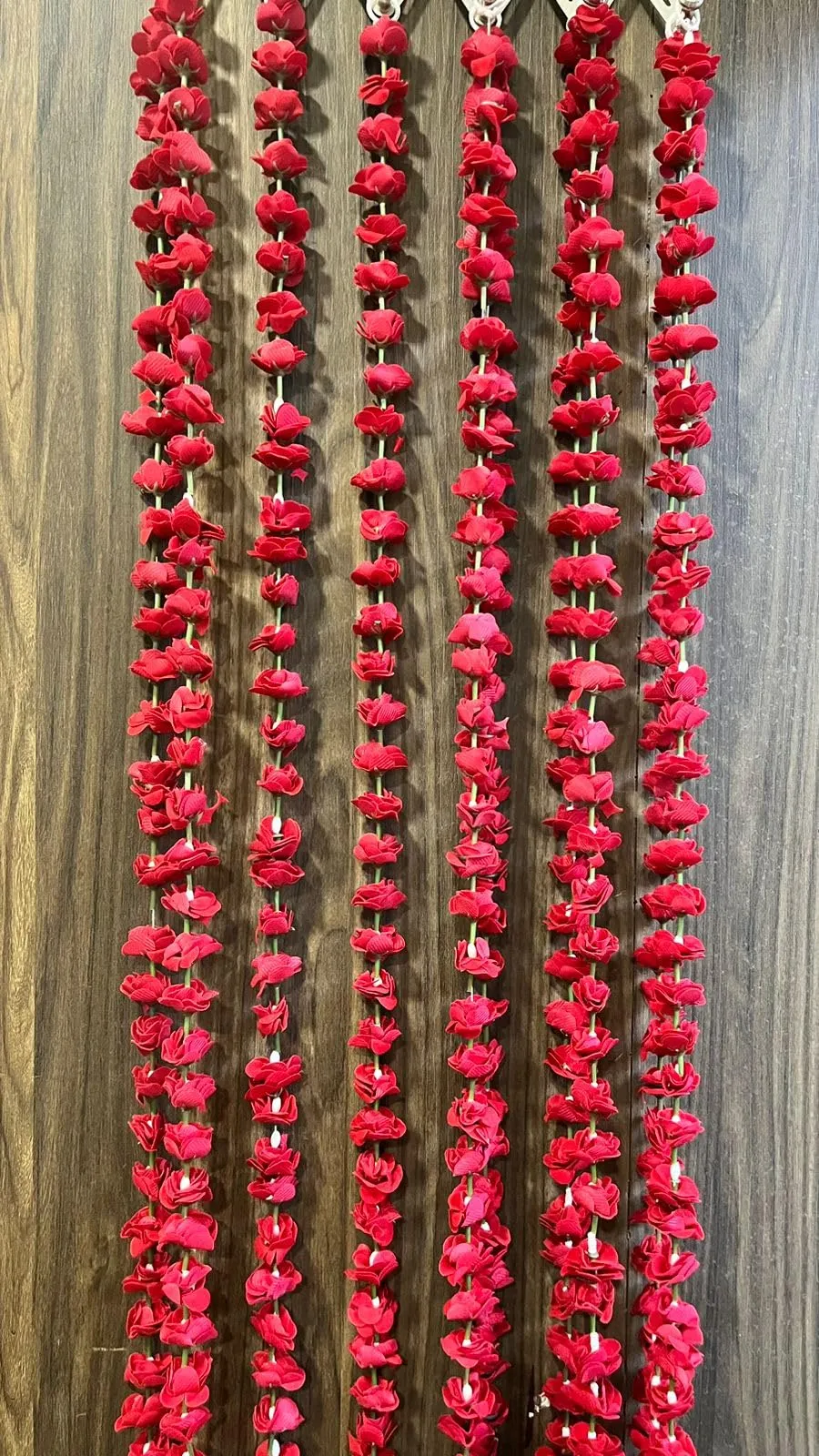 Sellplus Artificial Red Ross (Gulab), 53 Flowers in Each String/Ladi & 155 Cm/ 5 Ft Long, Garland for Decoration Festival and Home/Office Inauguration Pack of 4 (20)