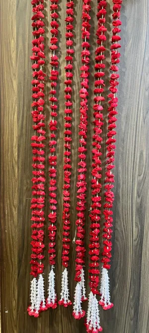 Sellplus Artificial Red Ross (Gulab), 53 Flowers in Each String/Ladi & 155 Cm/ 5 Ft Long, Garland for Decoration Festival and Home/Office Inauguration Pack of 4 (20)