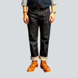 Selvedge high men's waist jeans