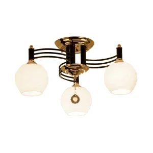 Semi Flush Mount Vintage Style Black Ceiling Light Fixture with White Swirl Glass & Multiple Head Options