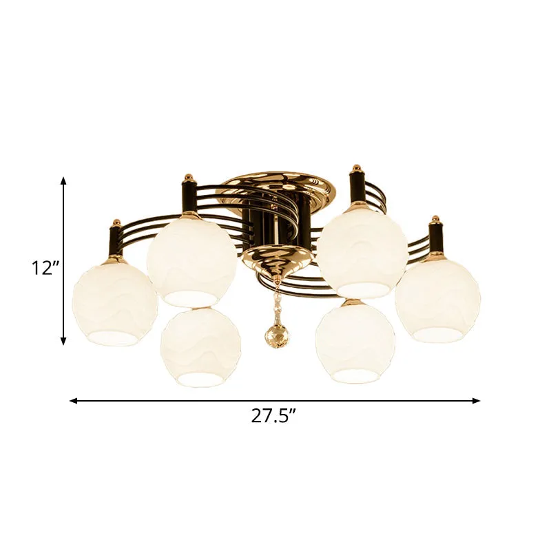 Semi Flush Mount Vintage Style Black Ceiling Light Fixture with White Swirl Glass & Multiple Head Options