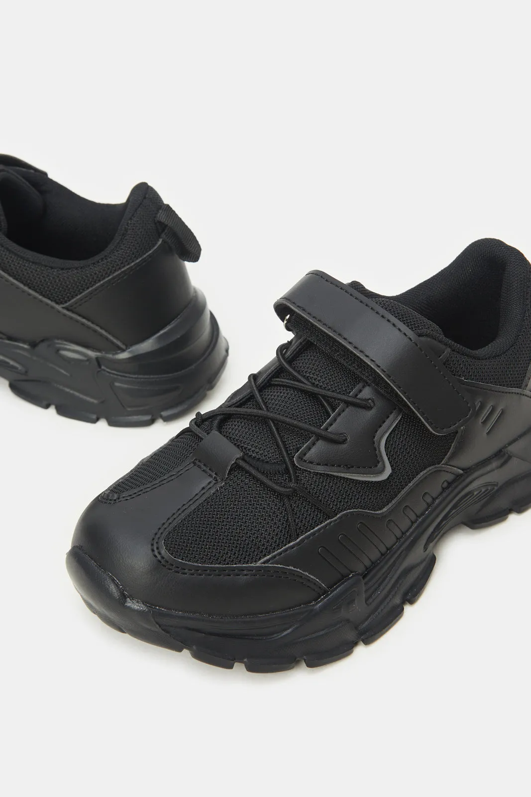 Senior Boys Black Chunky Sneakers