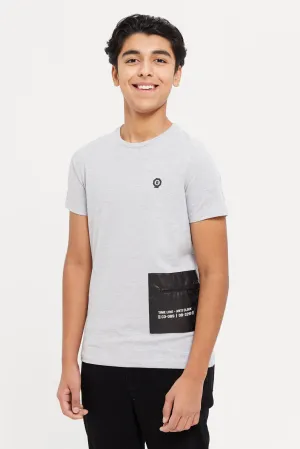 Senior Boys Grey Zip Pocket T-Shirt