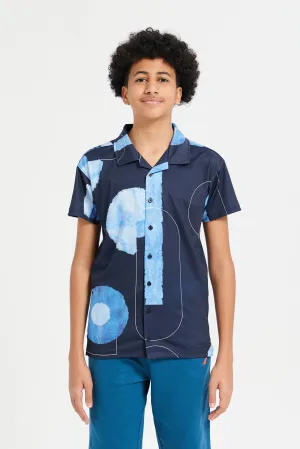 Senior Boys Navy Printed Shirt