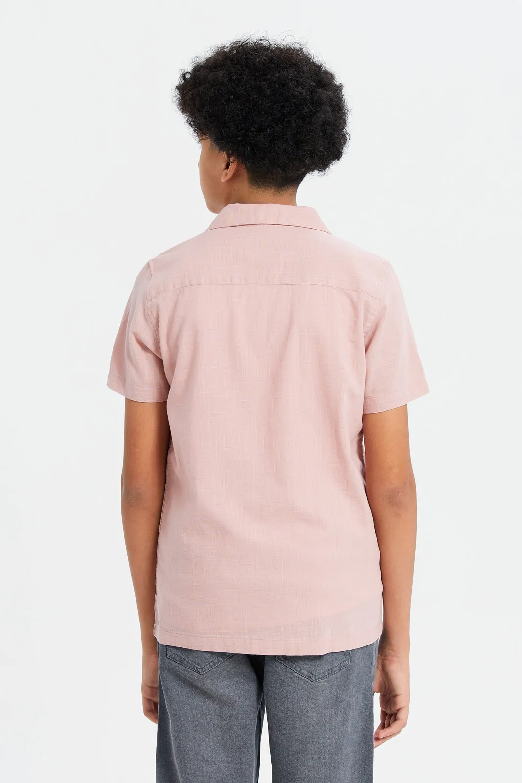 Senior Boys Pink Embroidery Shirt