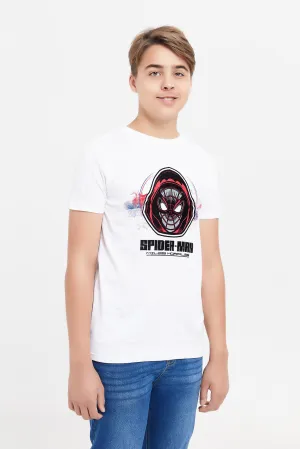 Senior Boys White Spiderman T-Shirt