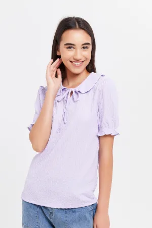 Senior Girls Lilac Peter Pan Textured Top