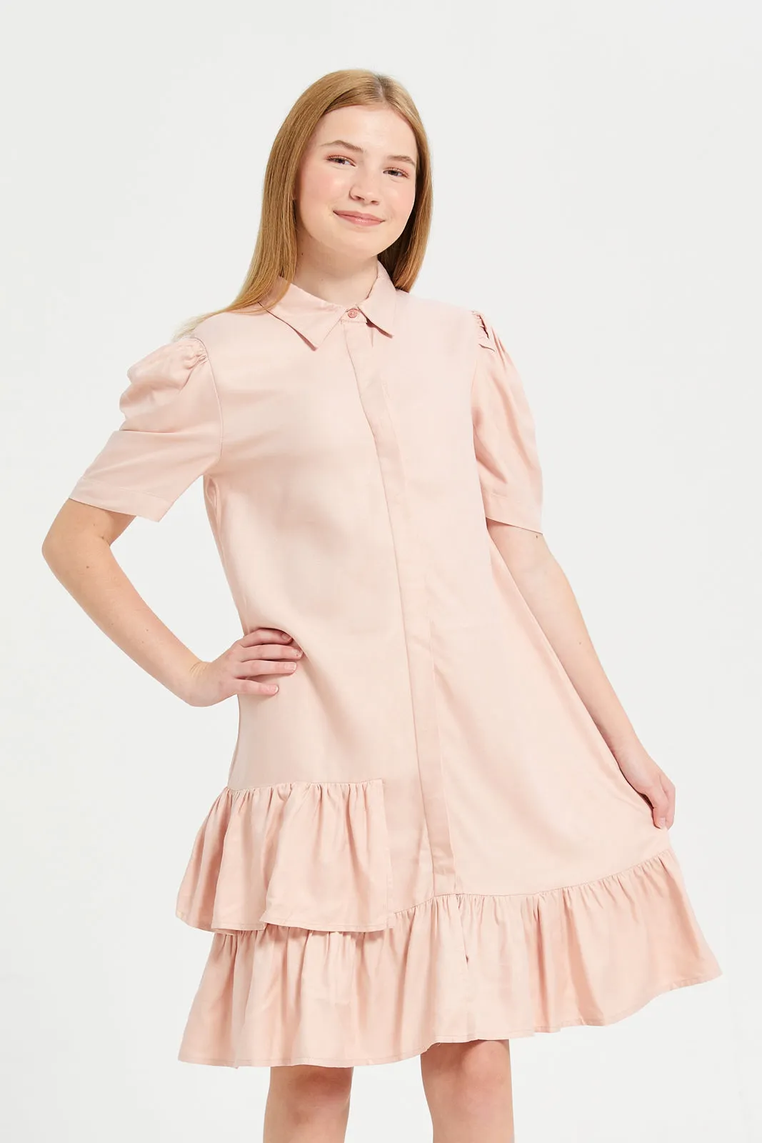 Senior Girls Pink Shirt Dress