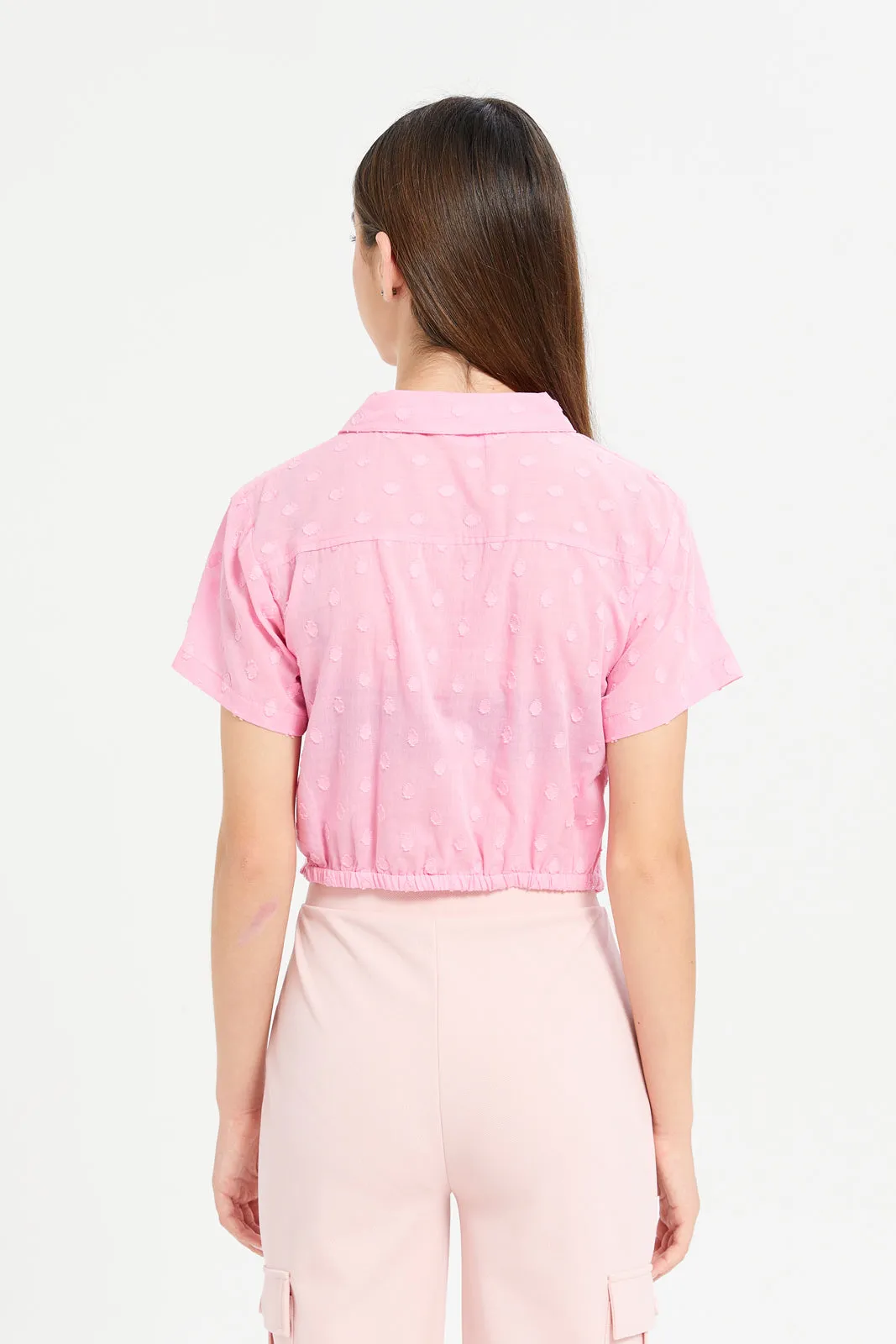 Senior Girls Pink Textured Top