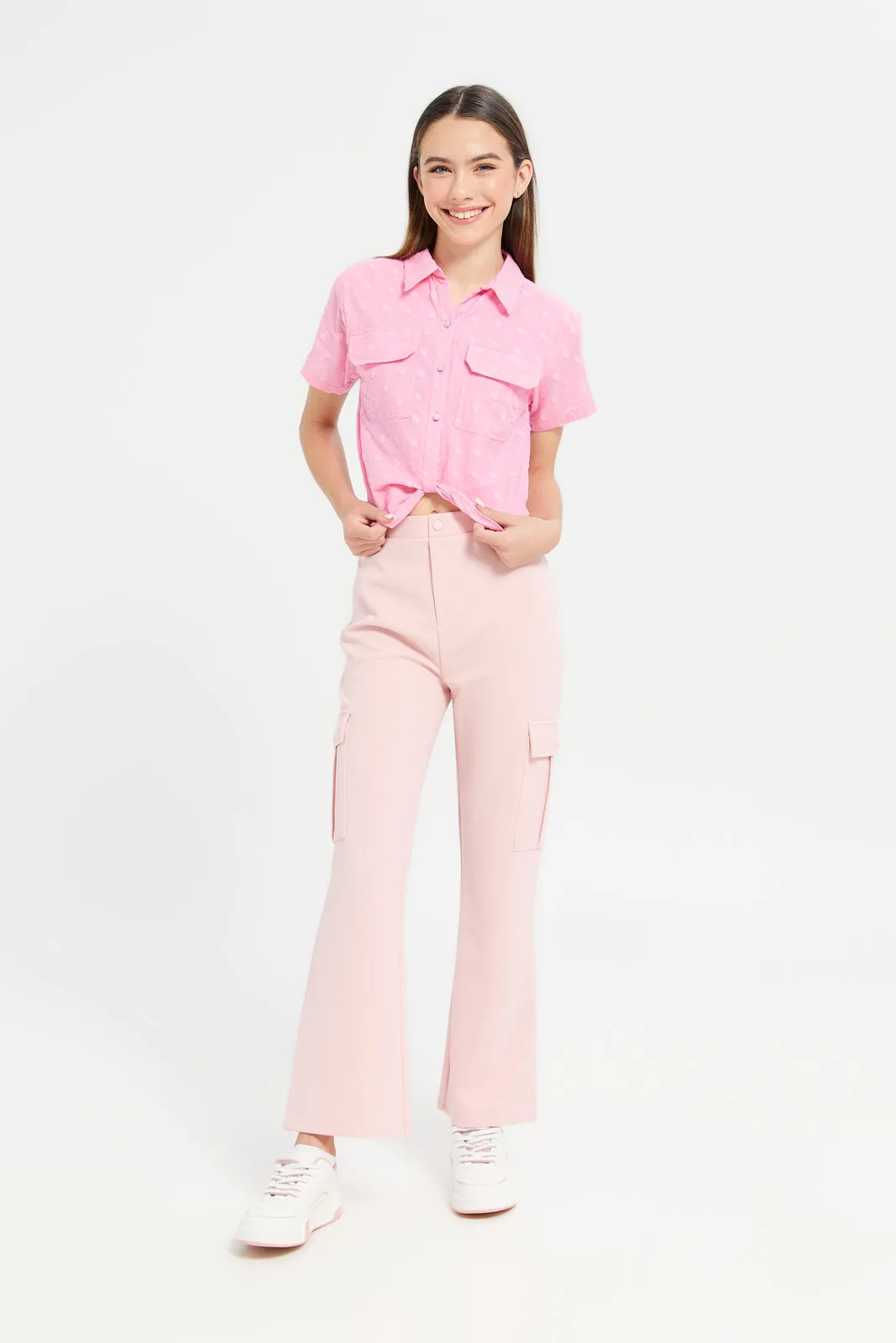 Senior Girls Pink Textured Top