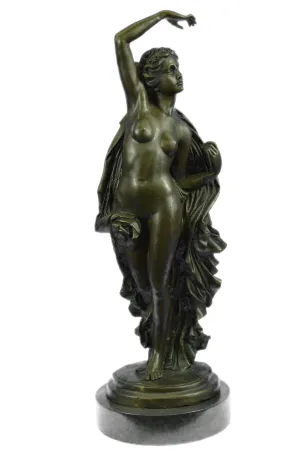 Sensual Modest Nude Girl Figure Athlete Bronze Marble Statue Art Sculpture Large