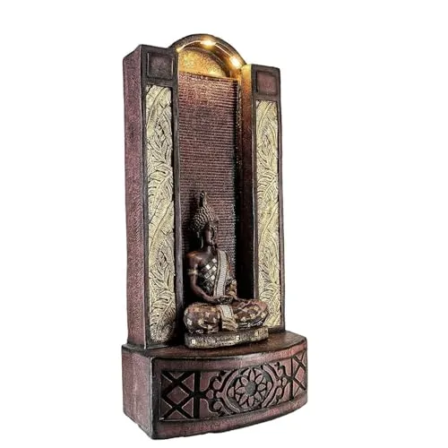 SEPBORN Buddha Water Fountain, Resin Fiberglass, Brown, for Home Office Living Room Decor