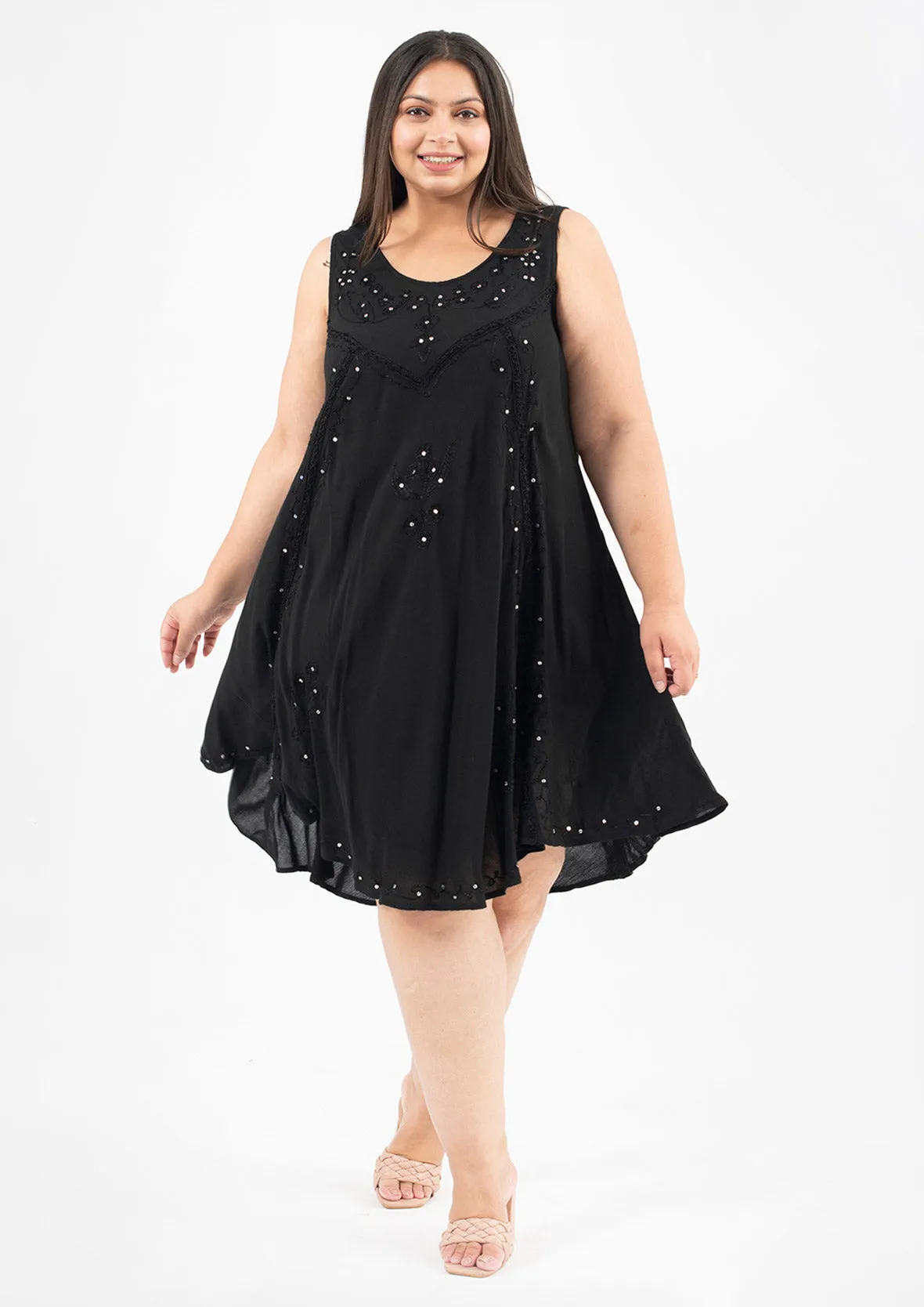 Sequin Embroidered Umbrella Dress