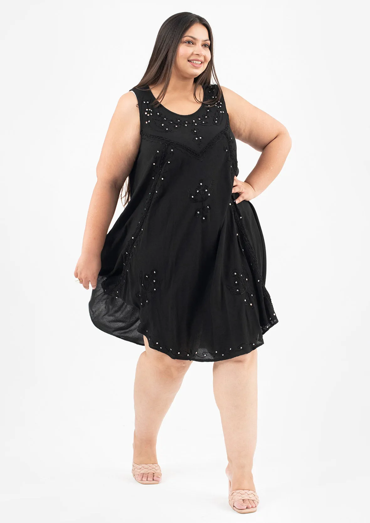 Sequin Embroidered Umbrella Dress