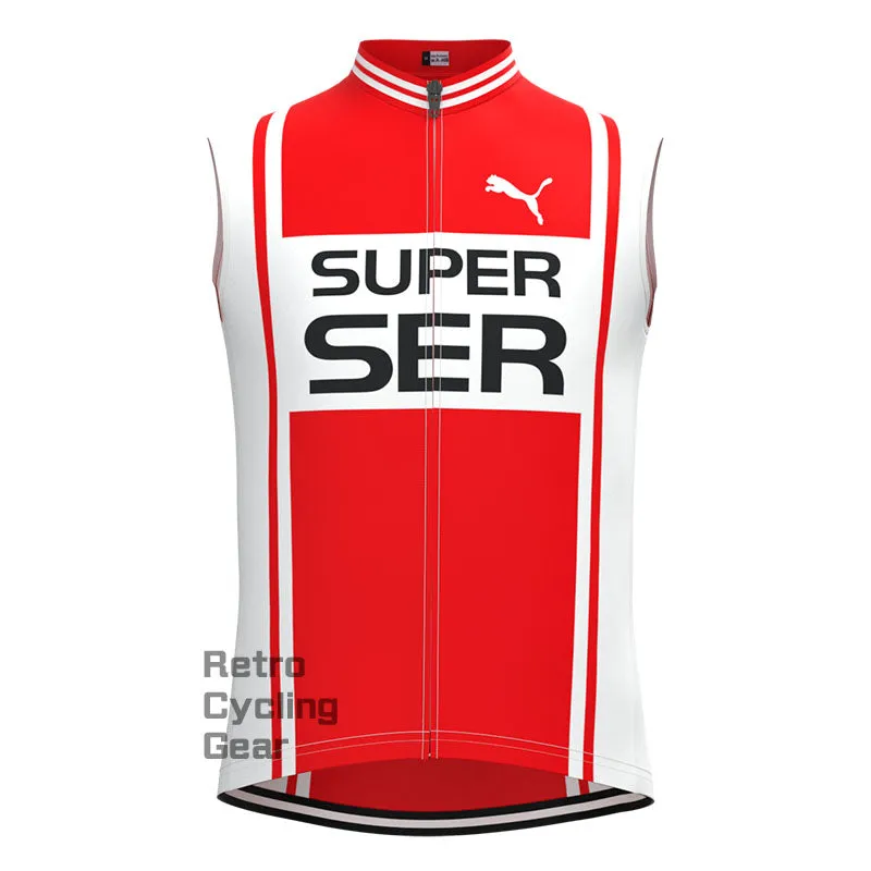 SER White-Red Retro Cycling Vest