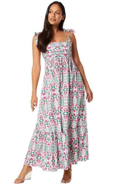 Serafina Long Dress Spring Fuchsia Mix