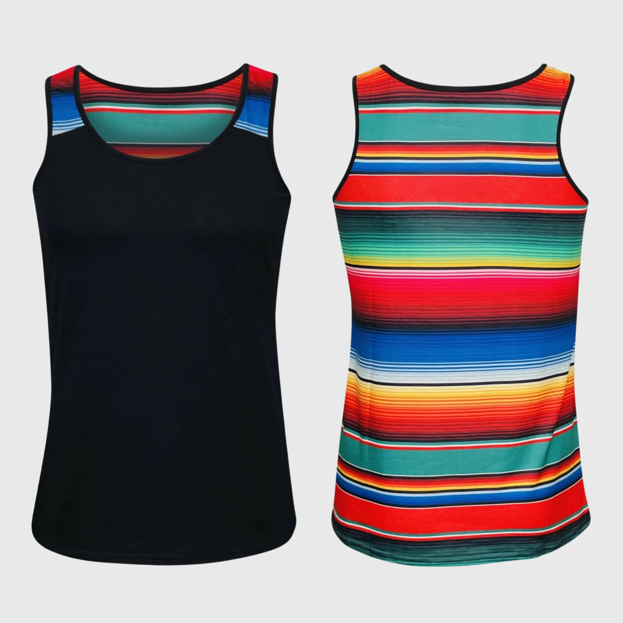 Serape Black Polyester Tank Top