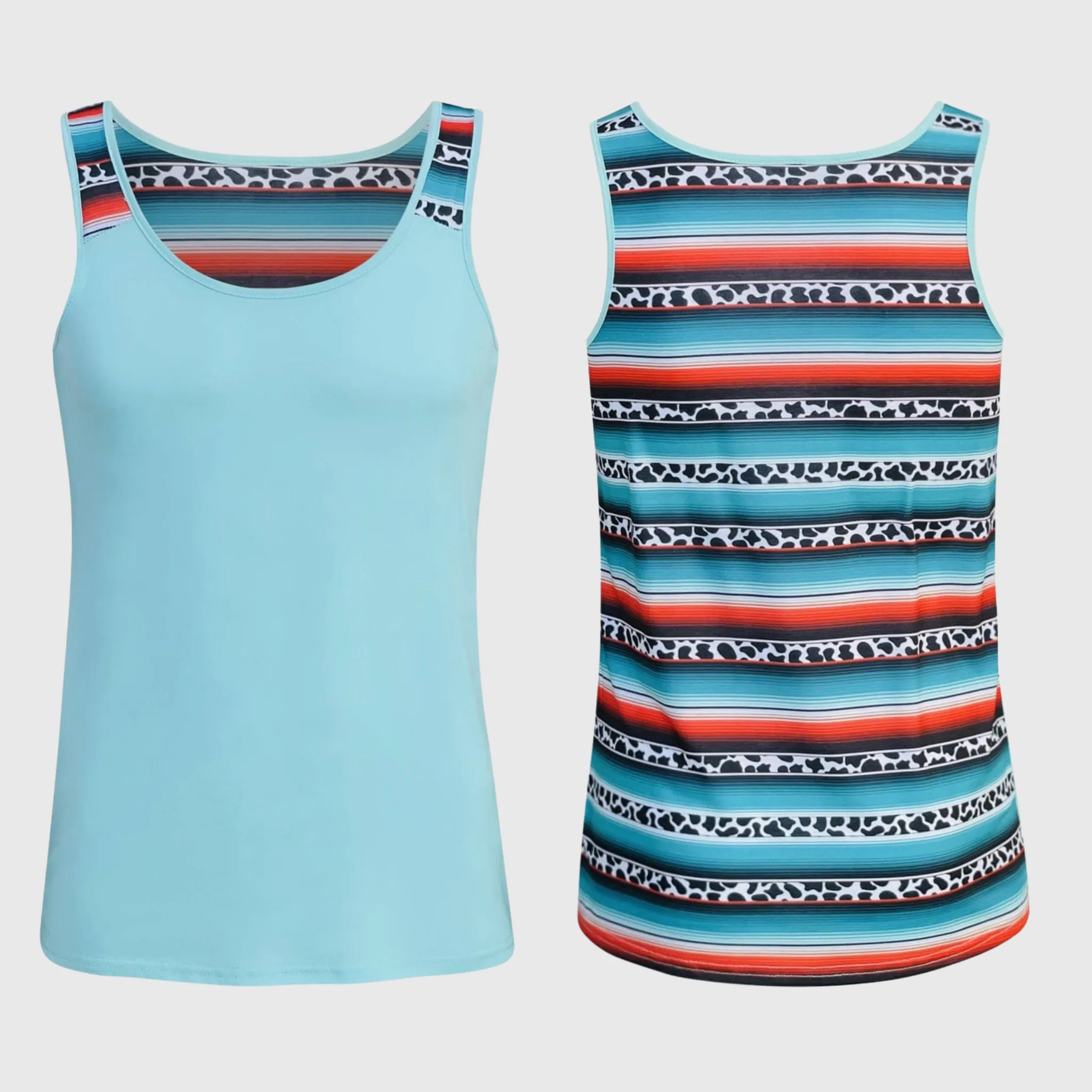 Serape Cheetah Aqua Polyester Tank Top