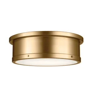 Serca 18" 3-Light Flush Mount Light, Brushed Natural Brass Finish