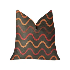 Serenity Flow Gray and Orange Luxury Throw Pillow