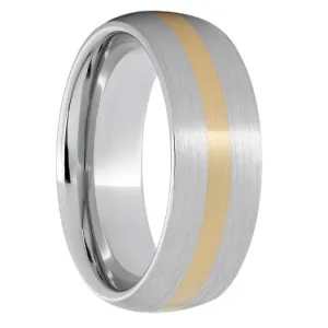 Serinium Domed Band with a 2mm 14K Yellow Gold Inlay and a Satin Finish