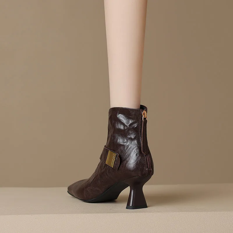 SerpentLuxe Chic Square Toe Zipper Ankle Boots