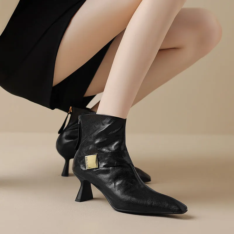 SerpentLuxe Chic Square Toe Zipper Ankle Boots