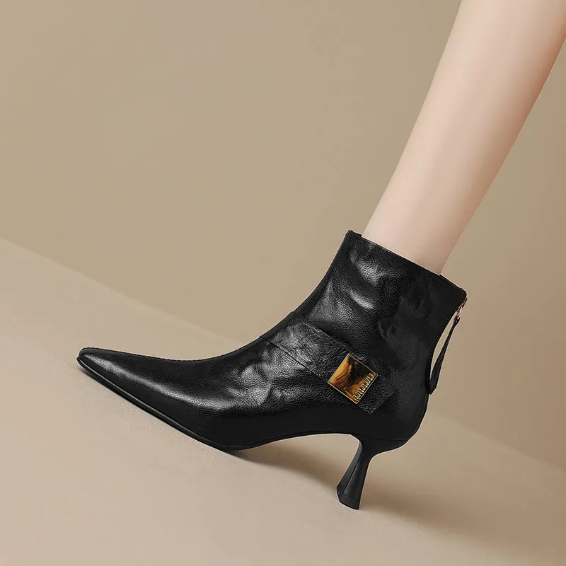 SerpentLuxe Chic Square Toe Zipper Ankle Boots