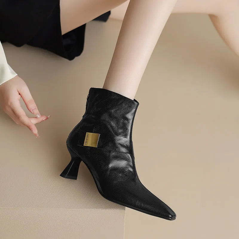 SerpentLuxe Chic Square Toe Zipper Ankle Boots