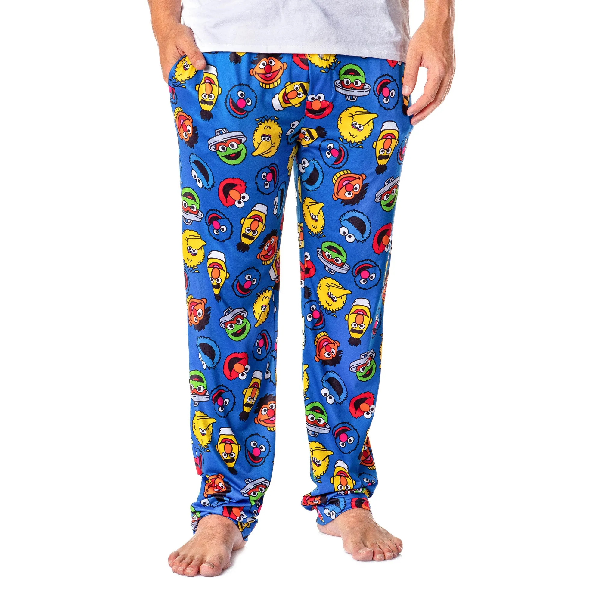 Sesame Street Men's Allover Character Head Adult Lounge Pajama Pants