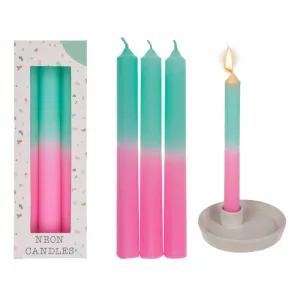 Set di 3 candele da tavola - rosa / menta