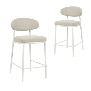 Set of 2 - Ambrosi 65cm White Bar Stool - Clay Grey