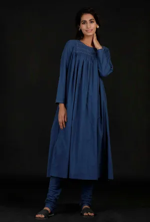 Set of 2: Azure Blue Cotton Kurta with Cotton Chooridar