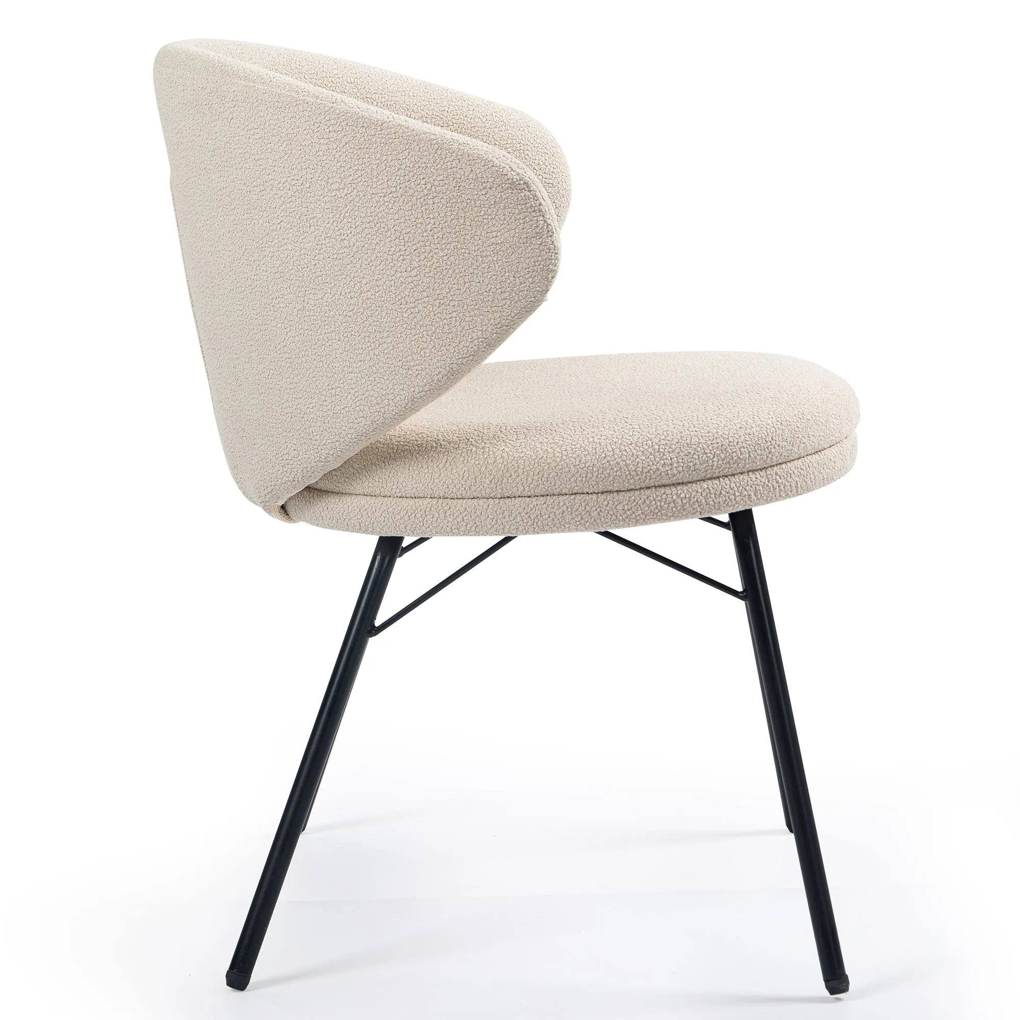 Set of 2 Barclay White Fabric Dining Chair with Black Iron Legs